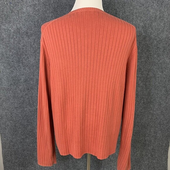 J Crew Long Sleeve Sweater Men XL Ribbed V-neck Rust Color - Picture 6 of 8